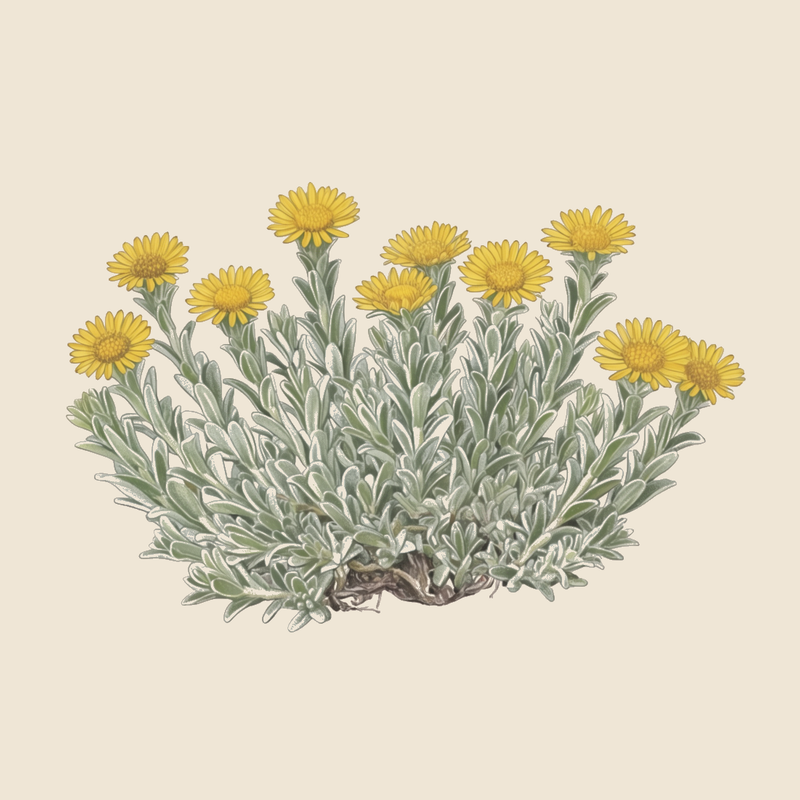 Sea daisy (Pallenis maritima) — syntropic agroforestry species